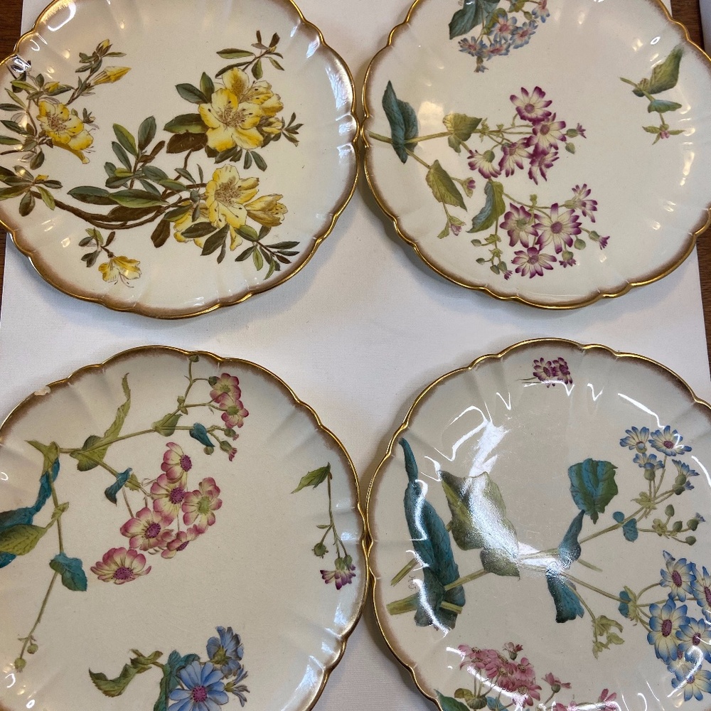 Stunning Hand-Painted Antique China Salad/Lunch Plates by Bailey Banks & Biddle